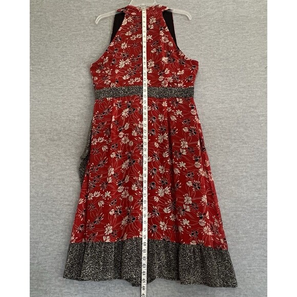 Cato Floral Asymmetrical Ruffle Wrap Dress 16 16W Red Black Cottagecore Romantic - Picture 9 of 14